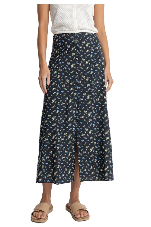 RHYTHM FLEUR FLORAL BUTTON FRONT MAXI SKIRT