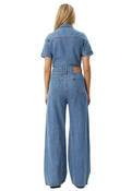 AFENDS MIAMI DENIM FLARED JUMPSUIT