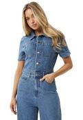 AFENDS MIAMI DENIM FLARED JUMPSUIT