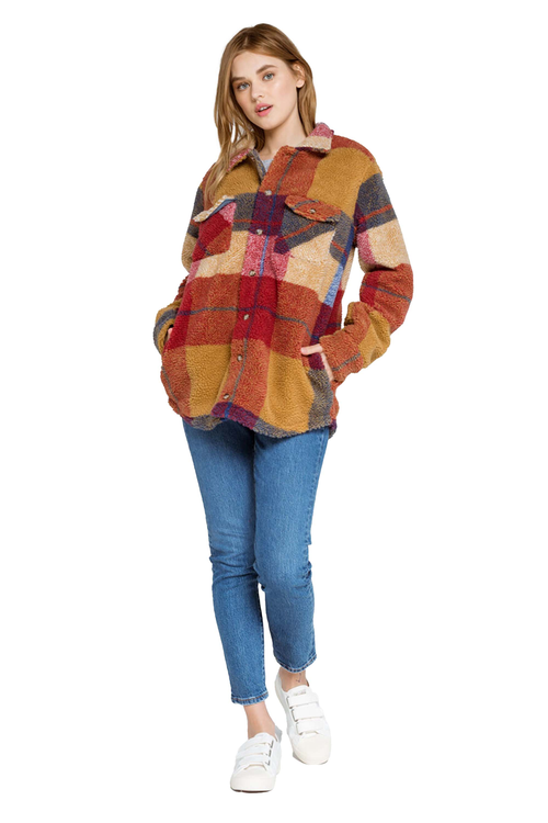 volcom silent sherpa plaid womens jacket